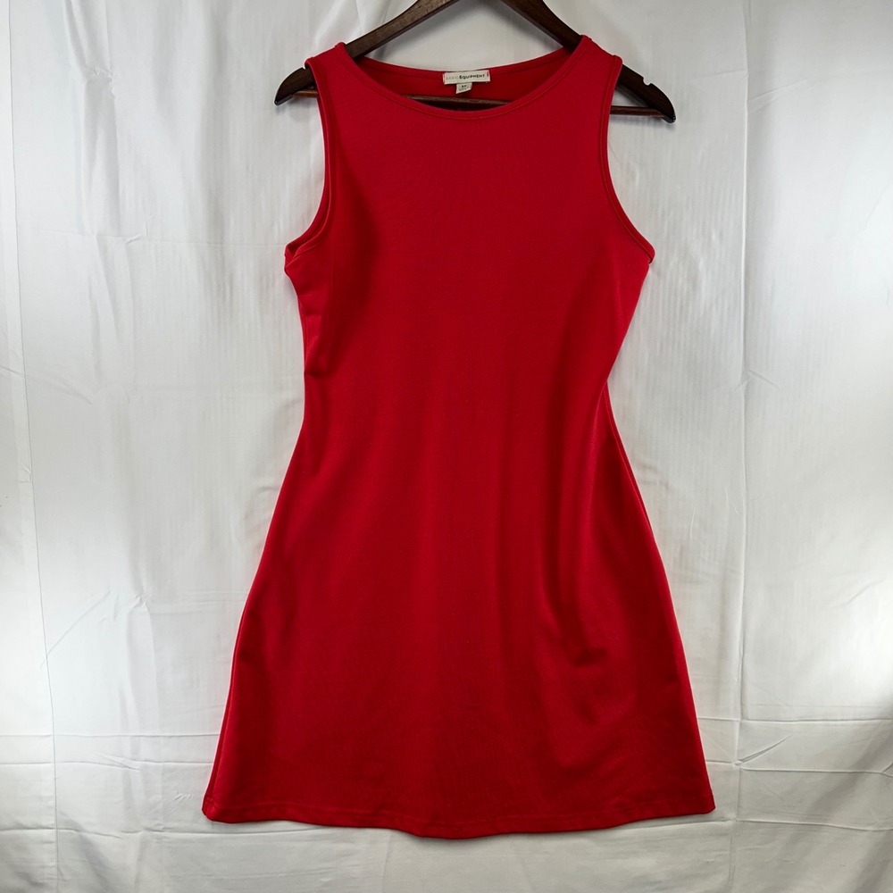 Basic Equipment A-Line Dress Womens Medium Red Sleeveless Round Neck Knit